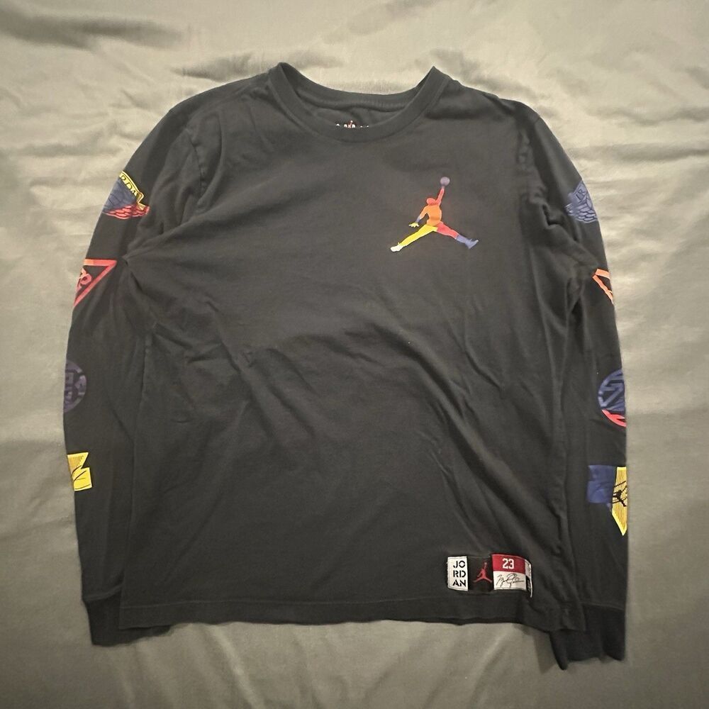 Air Jordan DNA Long Sleeve T-Shirt Mens M Black Jumpman Logo AT8938-010